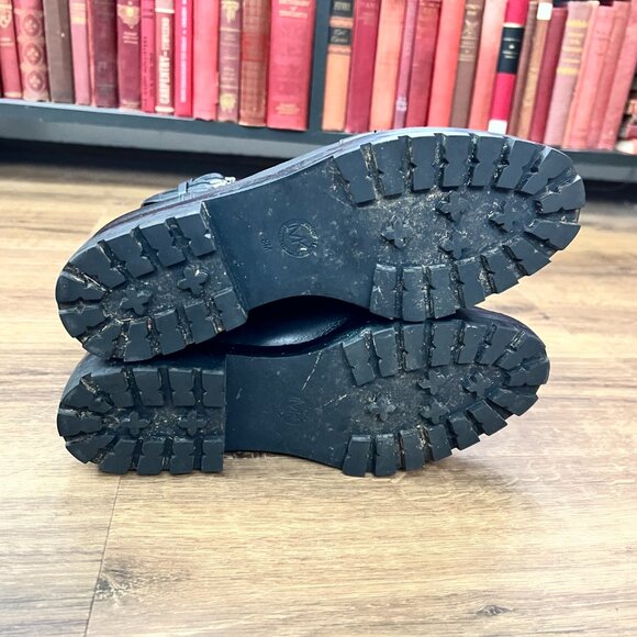 Michael Kors Bensen Cut-Out Buckle Leather Combat Goth Boots Sz 8 - Picture 9 of 12